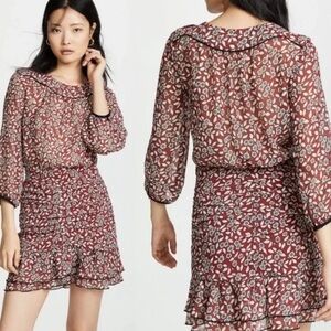 Ba&sh Maroon Floral Printed Mini Dress